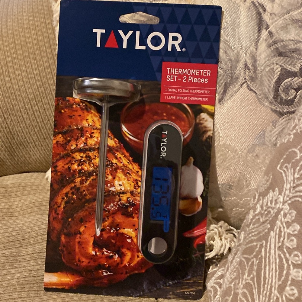 🌡️ NWT TAYLOR Thermometer 2PC Set: 1 Digital Folding & 1 Leave In Meat
